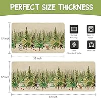 Vista 3 de Juego de 2 alfombras y tapetes de cocina de Feliz Navidad, zorro de los pinos, bosque nevado, ciervos, copos de nieve, vacaciones de invierno