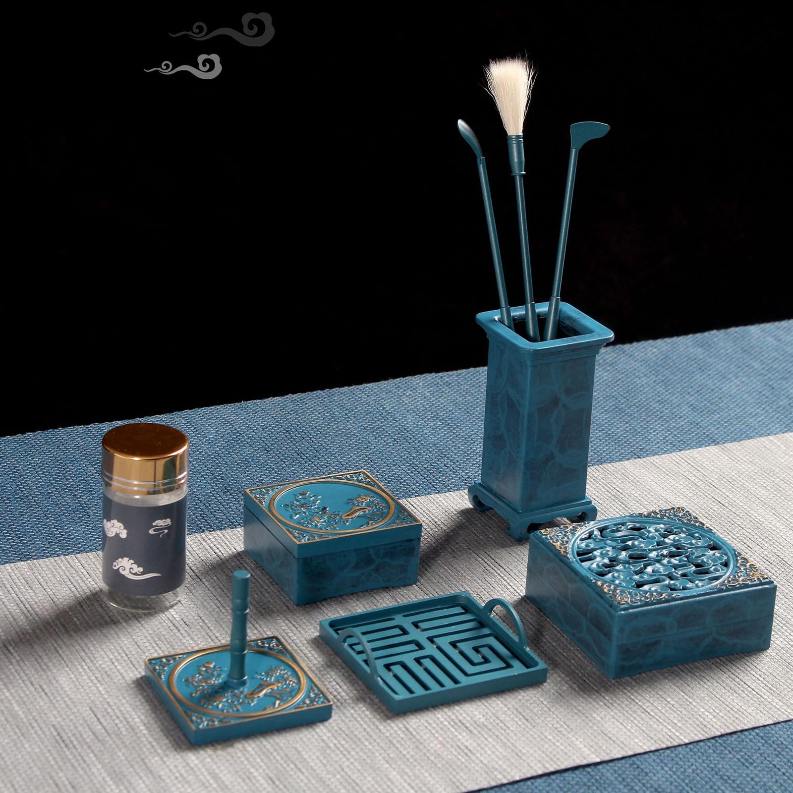 Kit de fabricación de incienso de latón de 9 piezas, juego de herramientas de incienso de latón para bricolaje, moldes de cono de incienso de torre de reflujo para meditación, incluyendo cuchara, pala