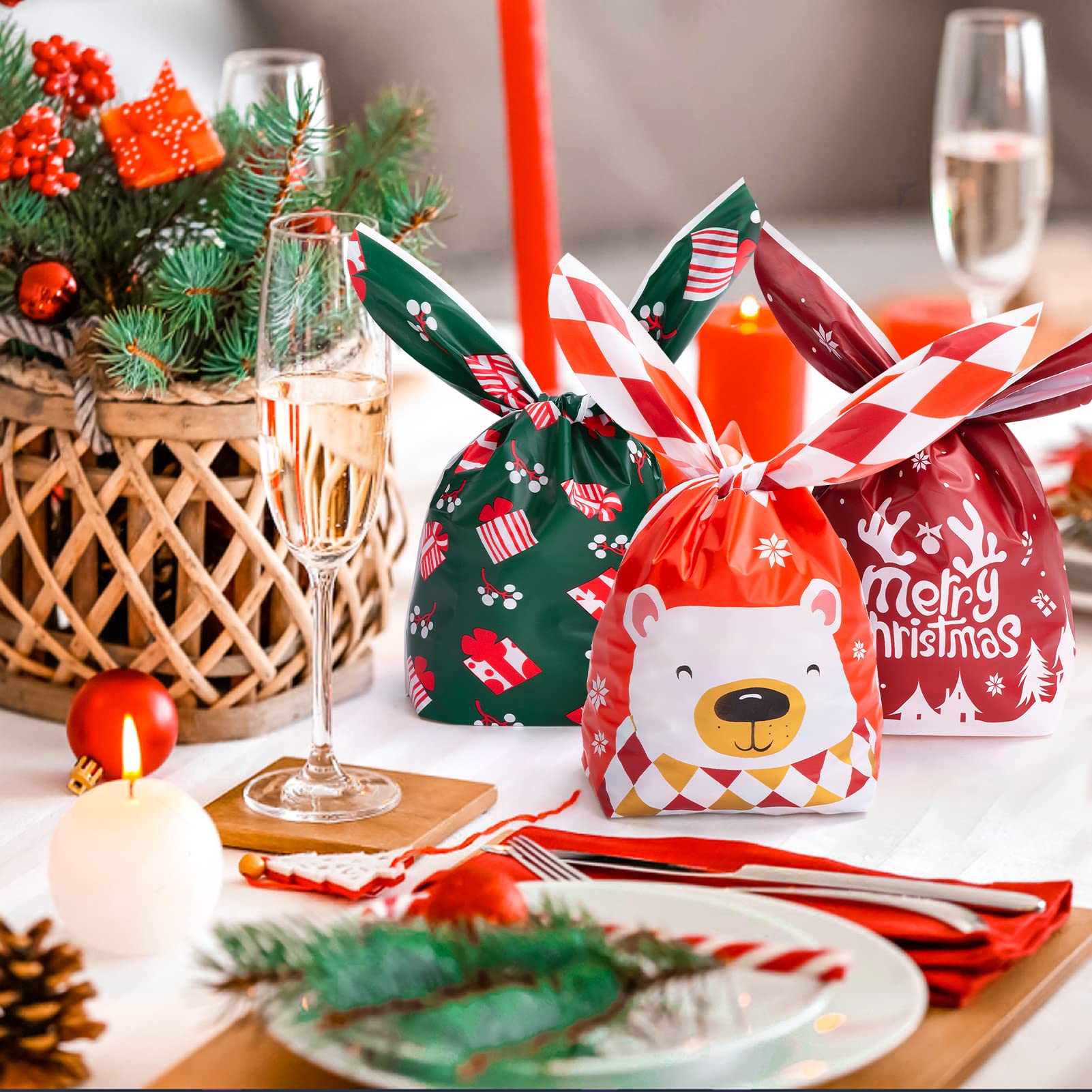 MELLIEX 50 Pezzi Sacchetti Biscotti di Natale
