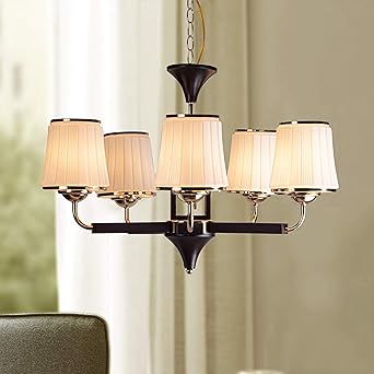 KAPOOR E-ILLUMINATIONS Hartland 5 Light Metal and Wood Fusion Chandelier