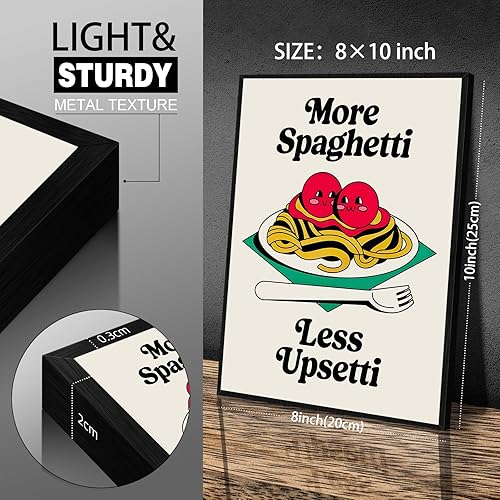 Miniatura 2 de CAXIYSH Arte de pared retro divertido de cocina y comida de cocina, póster de pasta lindo de moda, más espaguetis y menos Upsetti, impresiones en
