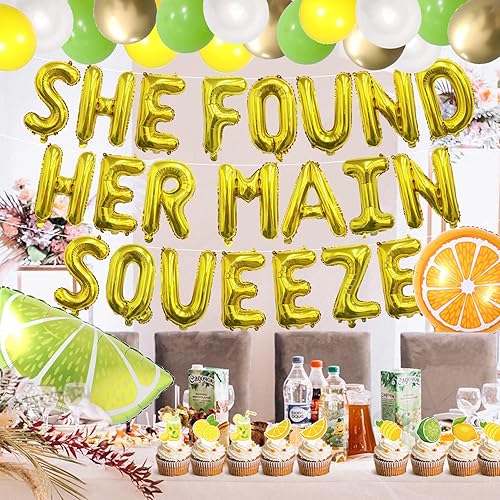 Miniatura 2 de She Found Her Main Squeeze Bridal Shower Decoraciones – Decoración de despedida de soltera temática de limón con globos