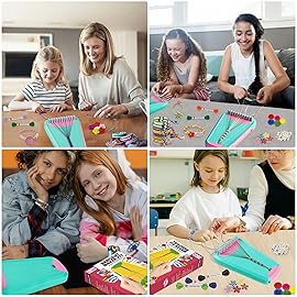 Arts and Crafts for Kids Ages 8-12,Friendship Bracelet Making Kit for Girl,Kids Jewelry Making Kit with 28 Pre-Cut Threads,Christmas Birthday Gifts for Ages 6 7 8 9 10 11 12 Year Old-LightBlue/Pink