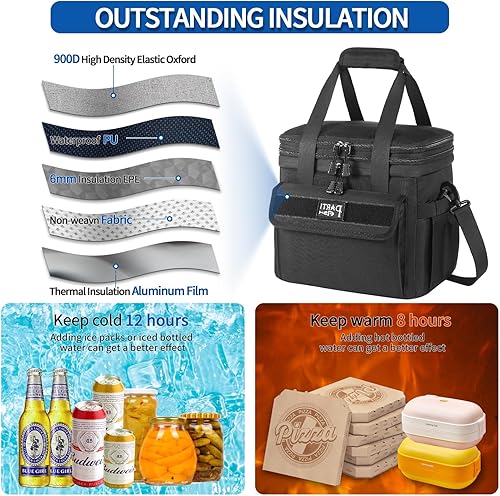 Miniatura 4 de Lonchera reutilizable aislada de 15 litros y 18 litros expandible, para secar y mojar, doble cubierta, antideslizante, impermeable, a prueba de