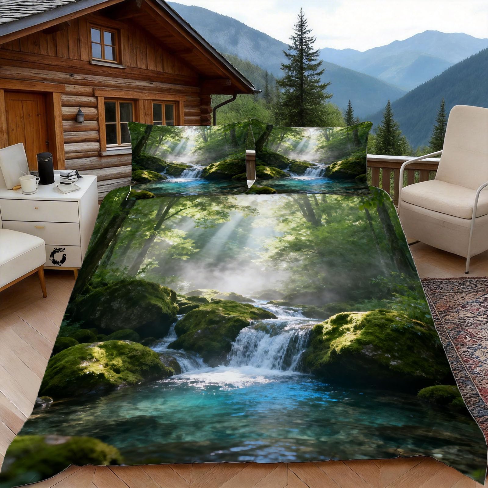 3D Single Duvet Cover Set 3D Printed Fall Bedding, Mysterious Atmosphere Soft Microfibre Duvet Cover Sets Quilt Cover and Pillow Set with Zipper 3 Pcs