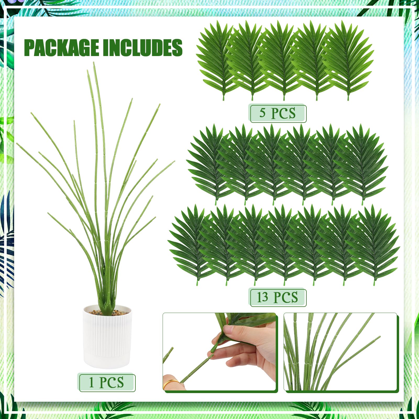 YIYA 85cm Piante verdi per Interni Artificiale Palma in Vaso Pianta Finta Realistica per Soggiorno, Ufficio, Giardino, Balcone, Decorazione