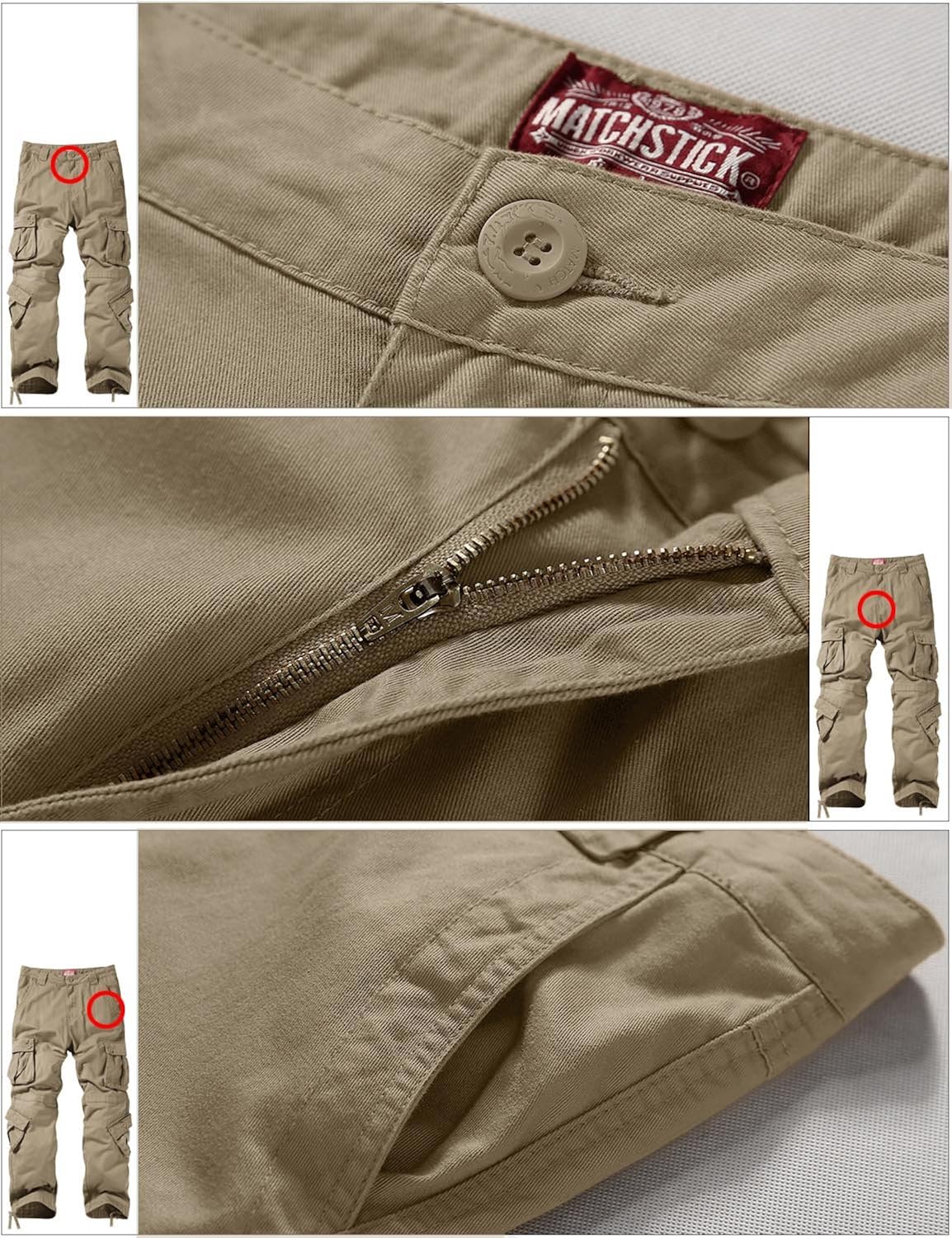 Match Men's Wild Cargo Pants 30 British Khaki