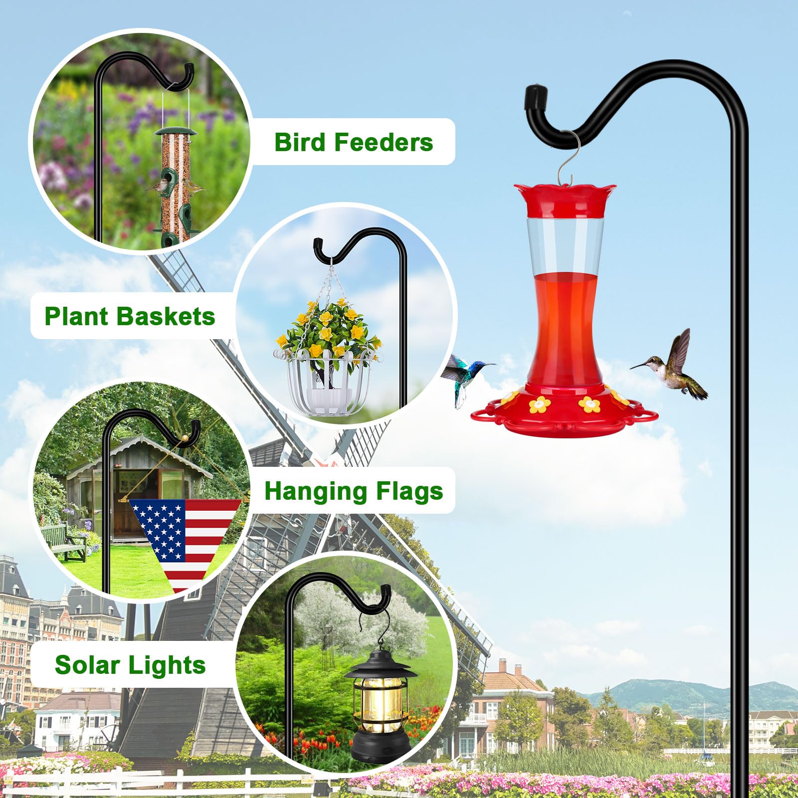 Heavy Duty Bird Feeder Pole - Garden Shepherd's Hook -5