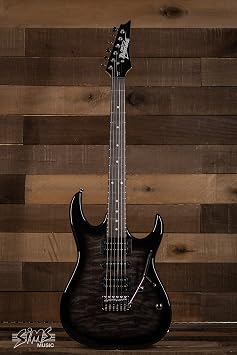 Ibanez 6 String Solid-Body Electric Guitar, Right, Transparent Black Sunburst (GRX70QATKS) & Ernie Ball Polypro Guitar Strap, Black (P04037)