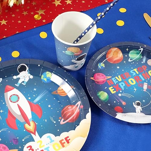 Vista 42 de Alice Tea Party - Platos de papel para baby shower, servilletas, tazas y pajitas para 24 invitados, 120 piezas desechables de postre para fiesta