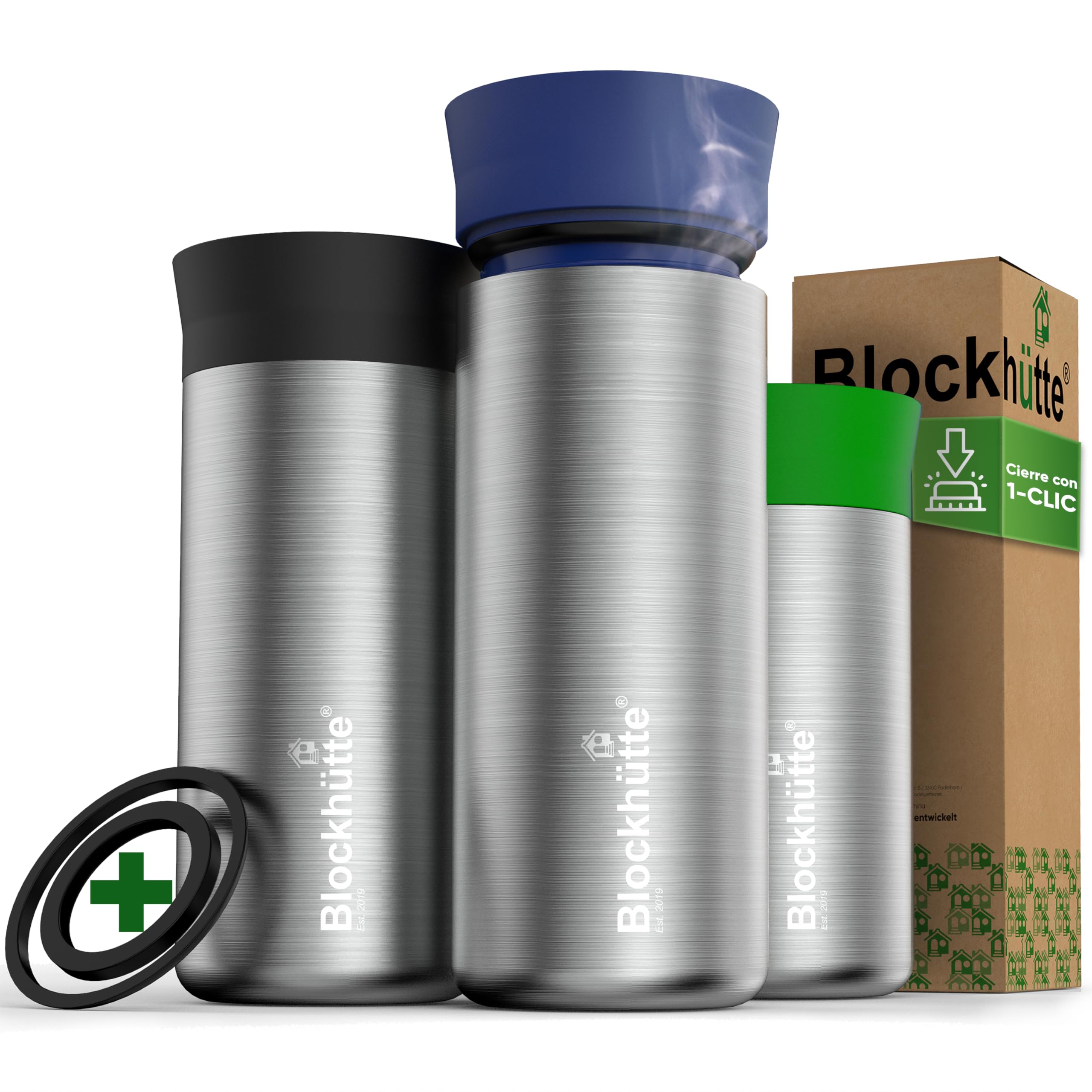 Blockhütte Taza Térmica de Acero Inoxidable de 354 ml - Para Llevar Bebidas Calientes por 8 Horas - A Prueba de Fugas - Para Café y Té