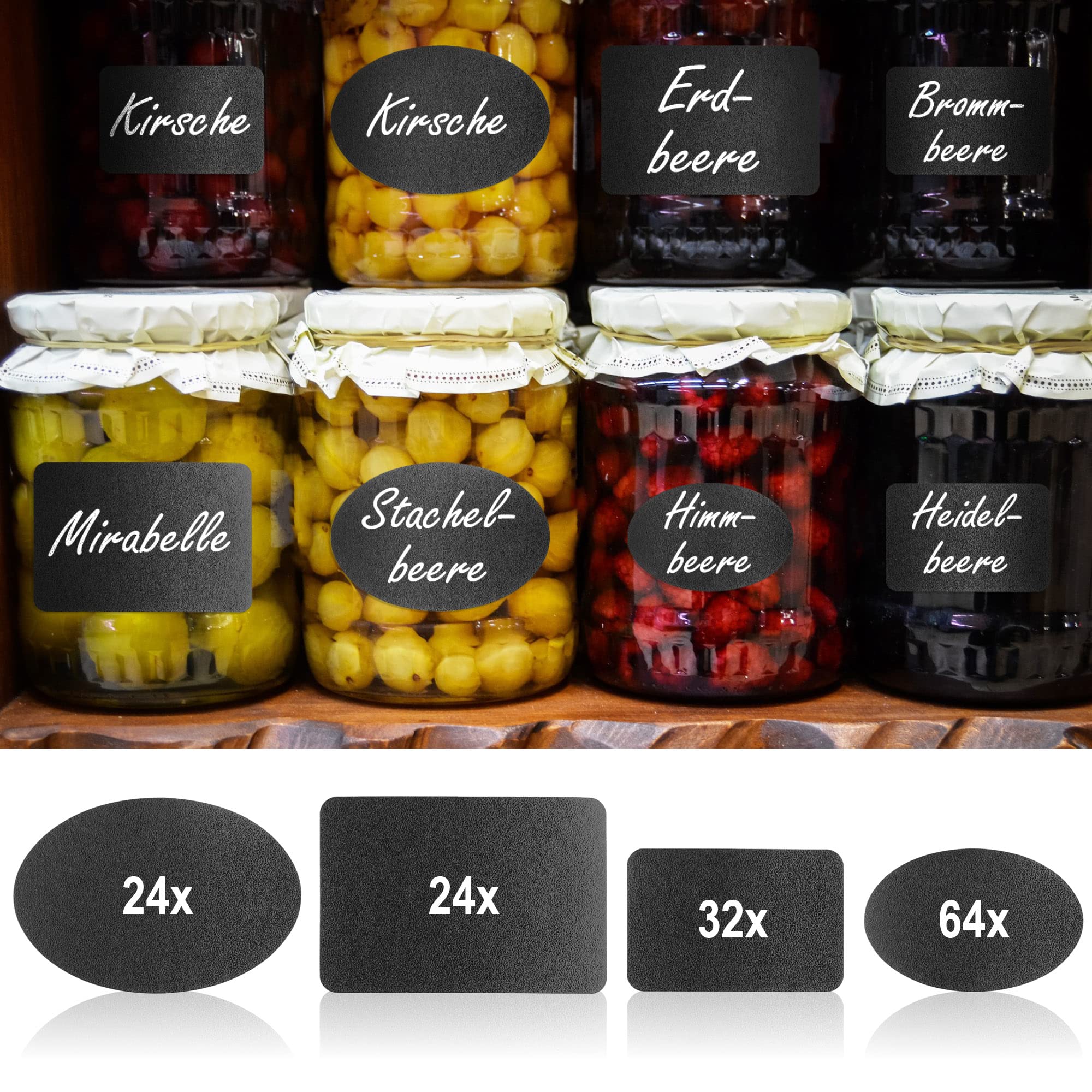COM-FOUR® 150-czesciowy zestaw naklejek tablicowych, wszechstronny zestaw | pisakami kredowymi i gabkami do wycierania