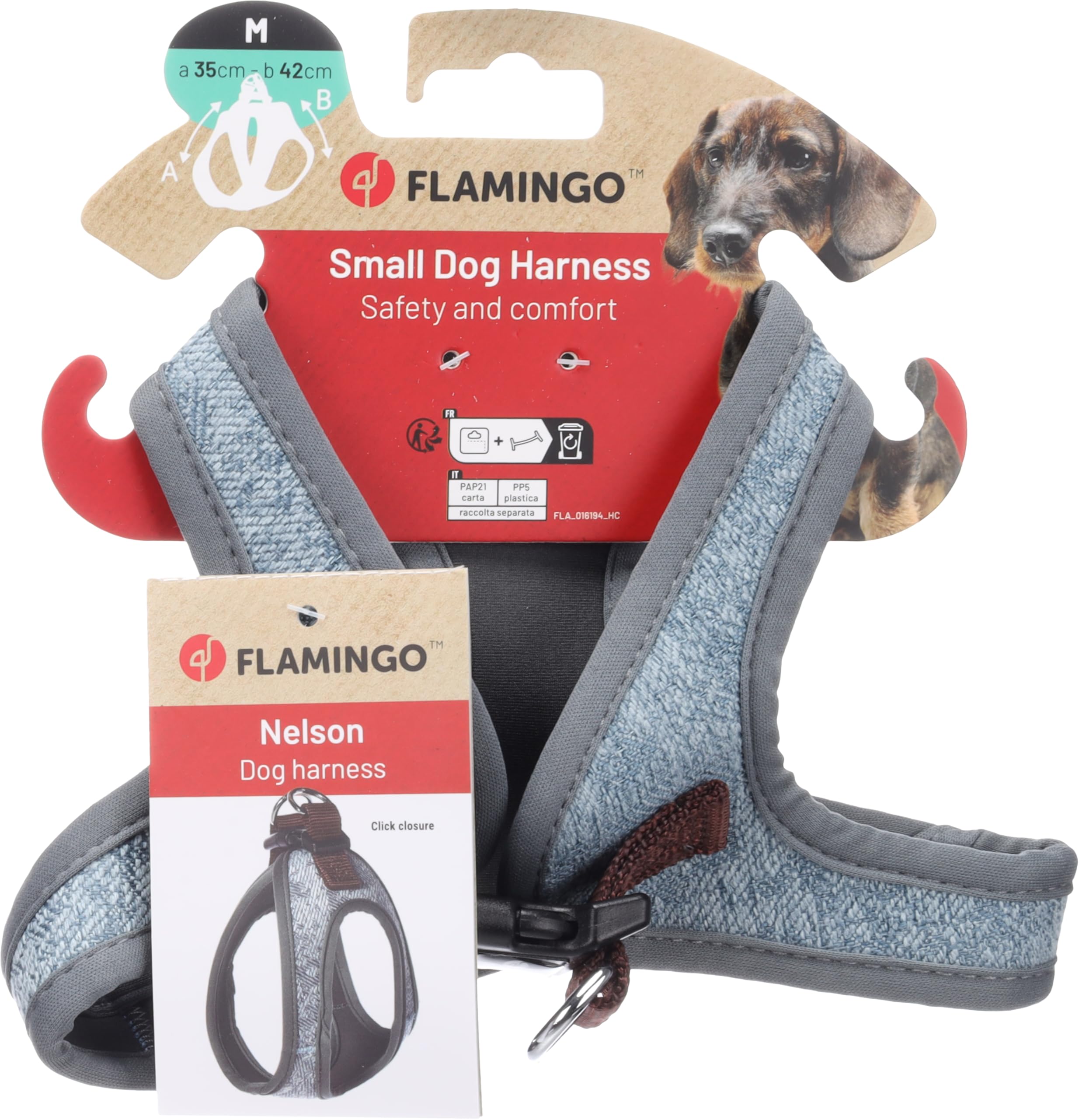 Dog Harness Step&Go Nelson Blue M 35cm 42cm