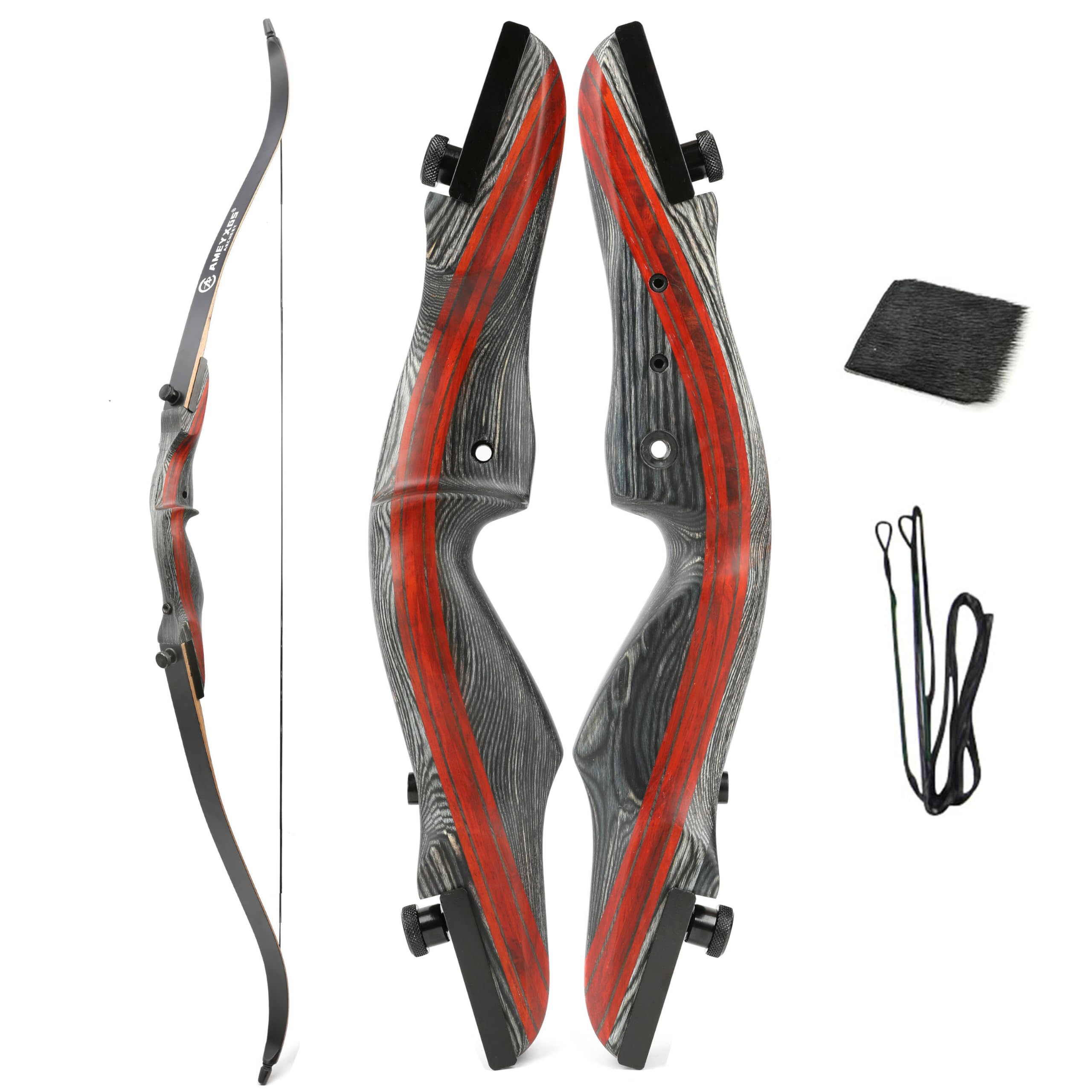 62" Takedown Recurve Bow Kit Traditional Wooden Bow Adults Youth 20-50Lbs for Right-Hand Hunting Practice Target Shooting
