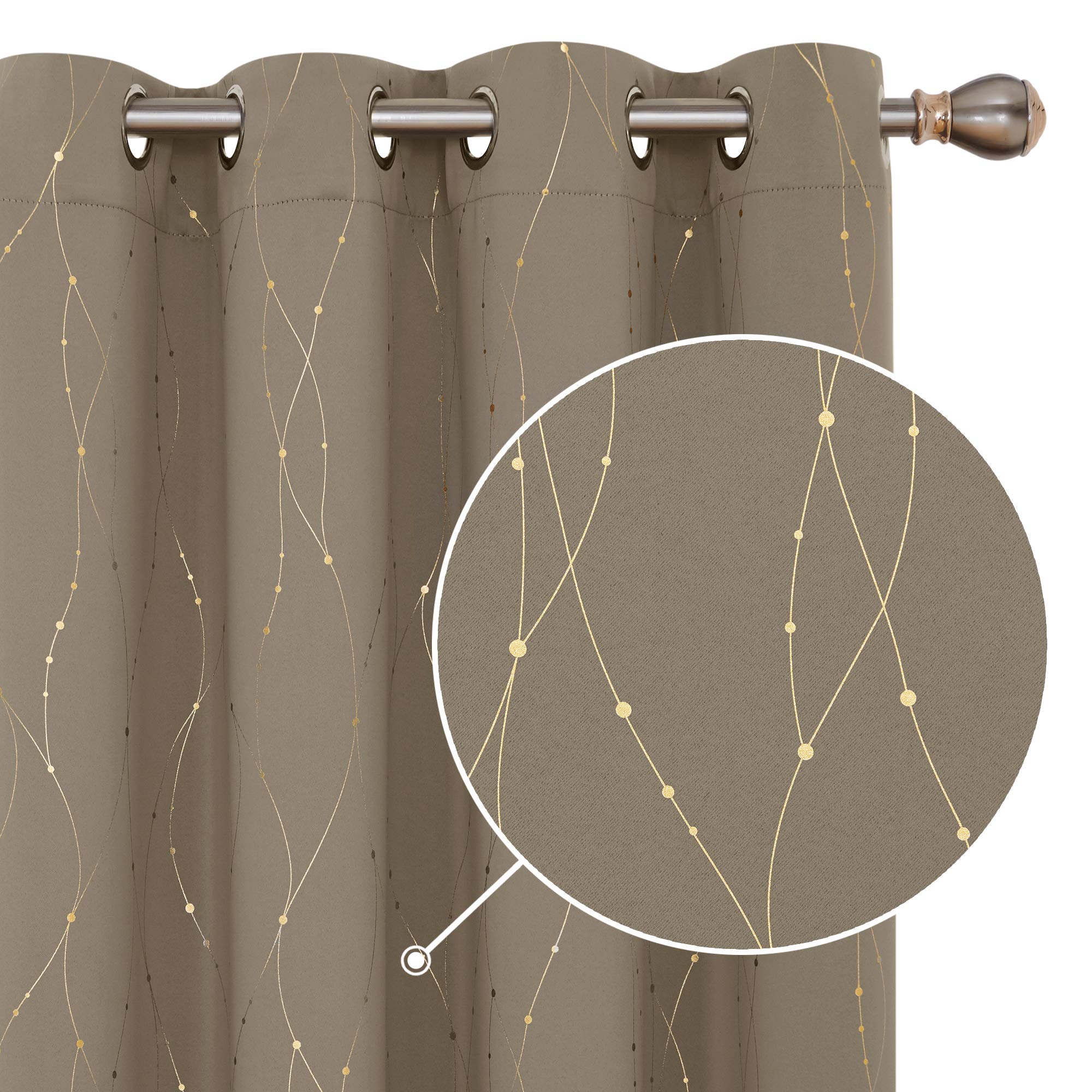 Deconovo Decorative Silver Dotted Line Foil Printed Blackout Curtains Thermal Insulated Curtains Eyelet Curtains for Baby Nursery 52 x 54 Inch Light Grey 2 Panels — view 19