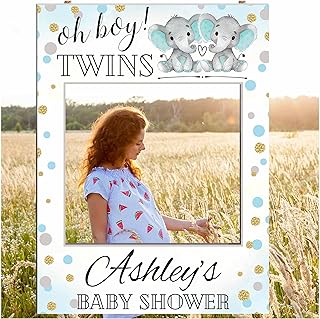 Twin Baby Boy Shower Photo Booth, Twin Babies Design Selfie Station, Baby Boy Shower Photo Booth, Baby Shower Photo Props, Baby Shower Decor, Handmade DIY Party Supply, Size 36x24, 48x36