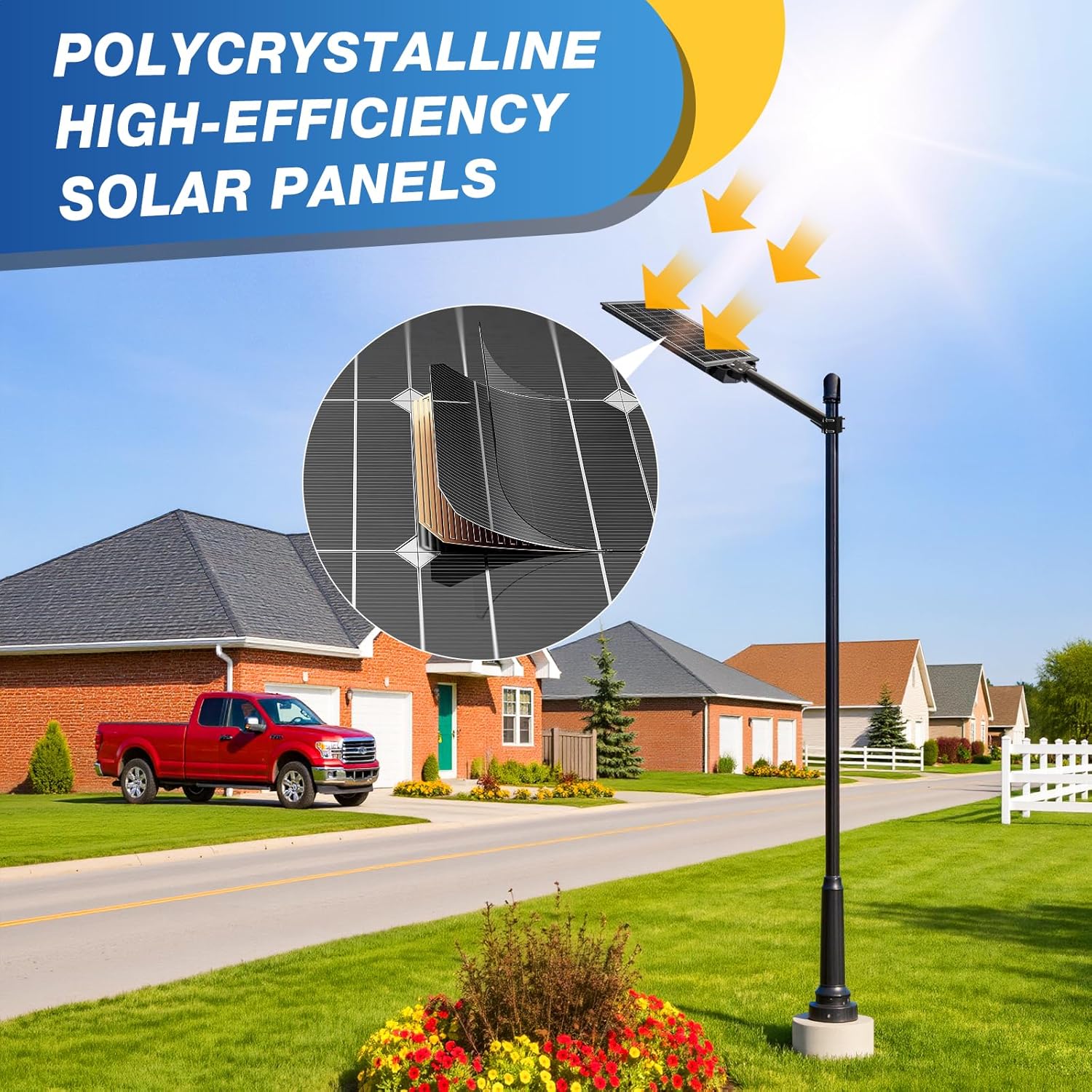 8600W Solar Street Light, 7000K Solar Lights Outdoor Waterproof Motion Sensor, Solar Security Light IP66 Waterproof, Solar Street Lights Outdoor Dusk to Dawn for Parking Lot, Yard, Farm