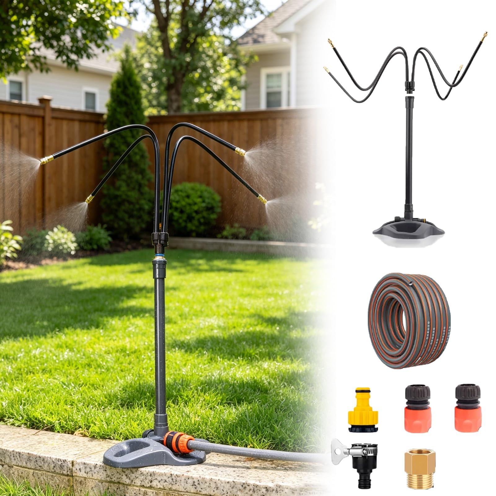 Kit Irrigazione Kit di Irrigazione a Pioggia Interrato per Piante, Piccolo Irrigazione a Goccia Automatico con Tubo Flessibile a 360°, Attrezzatura di Irrigazione Automatica a Goccia per Esterni