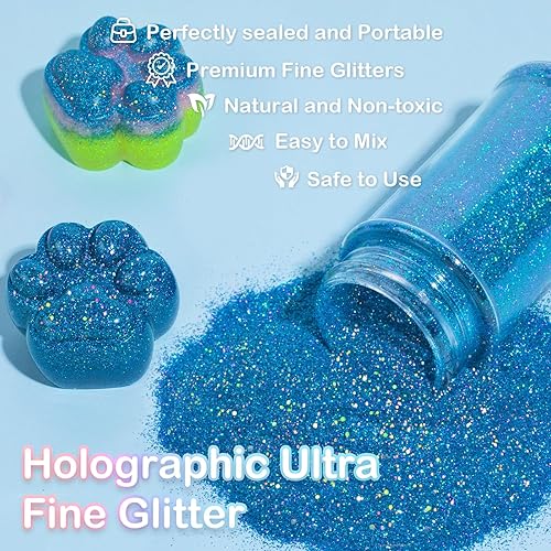 Miniatura 173 de HTVRONT Purpurina blanca fina holográfica – 1.76 oz de purpurina para resina, purpurina fina no tóxica para uñas, resina, fabricación de velas, Negro