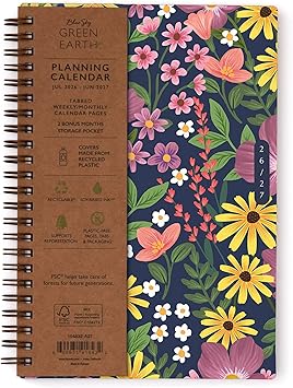 Blue Sky 2026-2027 Weekly & Monthly Academic Planner Calendar, 5"x8", Gail | July 2026 - June 2027, Flexible Cover From Recycled Plastic, Wirebound, Laminated Tabs, Storage Pocket, Academic Year
