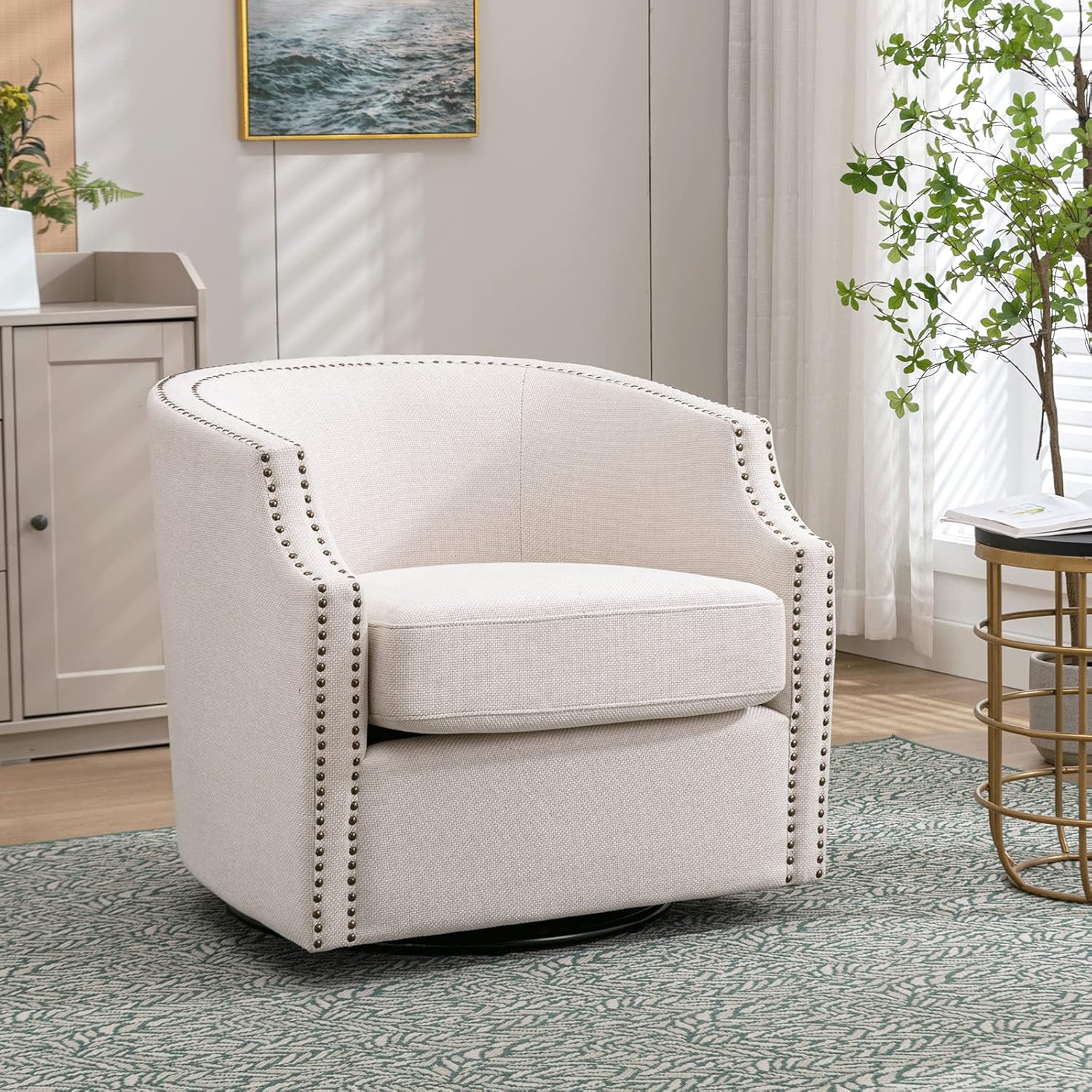 Deolme Swivel Glider Armchair for Living Room Bedroom