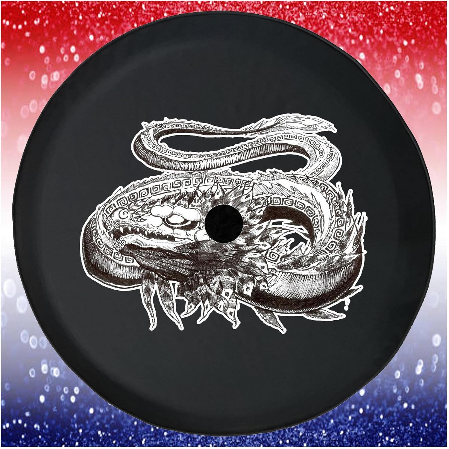 Spare Tire Cover Mythical Dragon Black Accessories for Trailers Trucks SUVs RV Campers 32-33 Inch
