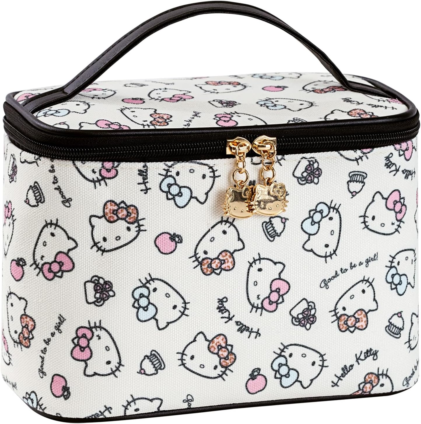 AmBealla Cosmetic Bag Large Makeup Bag Makeup Travel Case with Brush Holder, Canvas Organizer for Women, Toiletry Bag for Skincare & Beauty Tools Sweet Cute for Girls