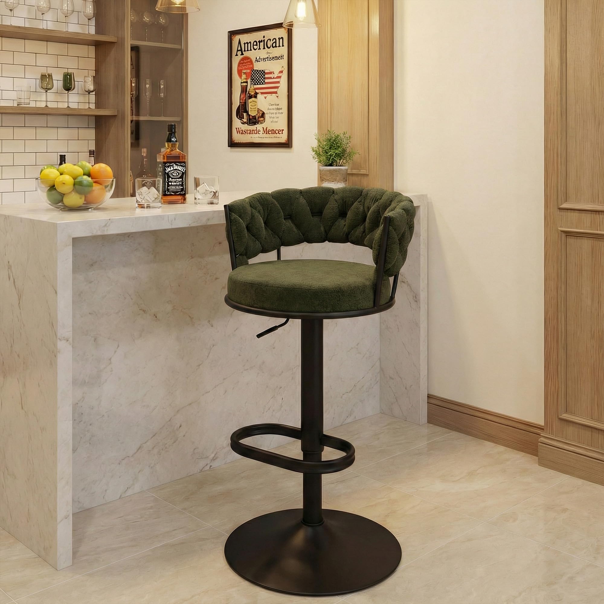 Photo 1 of YOUNUOKE Modern Woven Bar Stool - Green