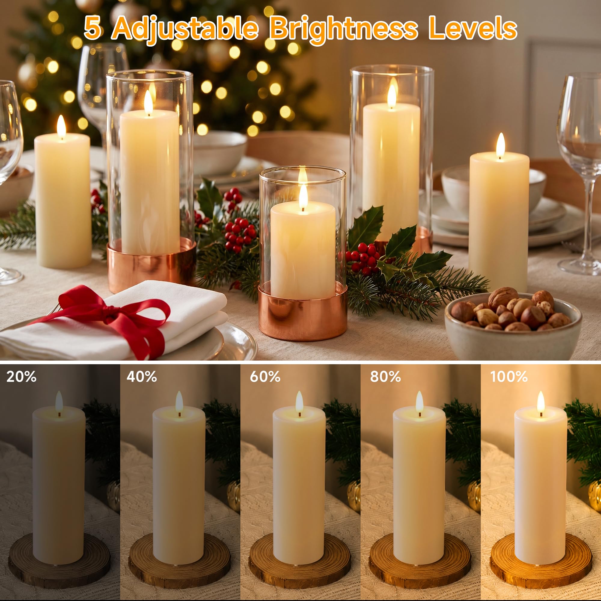 Candele Led Fiamma Oscillante, IP65 (13,5/15/18cm x 5,5cm, 6 Pezzi) | Candela LED Con Timer E Telecomando Candela Senza Fiamma Led Ideali Candele a LED Per Patii, Matrimoni, Soggiorni, Halloween