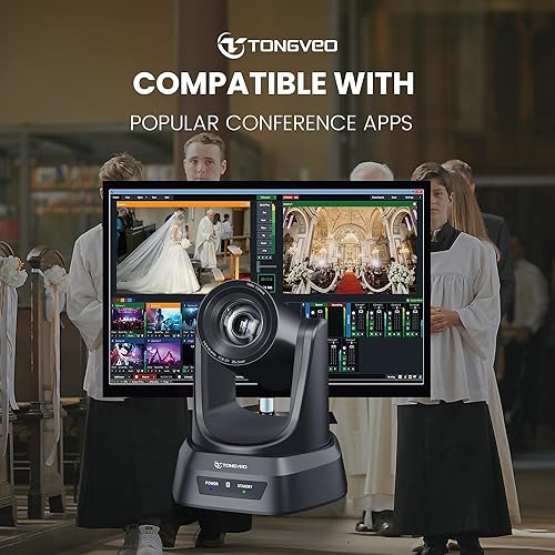 Miniatura 5 de TONGVEO Sistema de cámara PTZ para sala de conferencias con zoom óptico de 20X  Cámara web HDMI USB 1080P 60fps para transmisión de iglesia Video