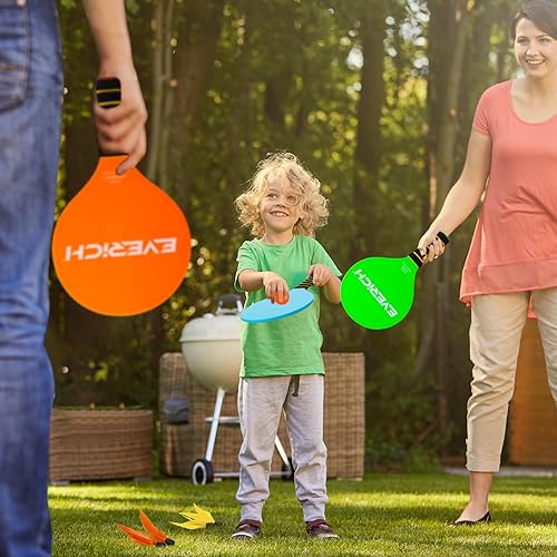 Miniatura 8 de EVERICH TOY Juego de pelotas de remo Juego de raqueta para interiores y exteriores para niños, adolescentes y adultos, juegos de bádminton y