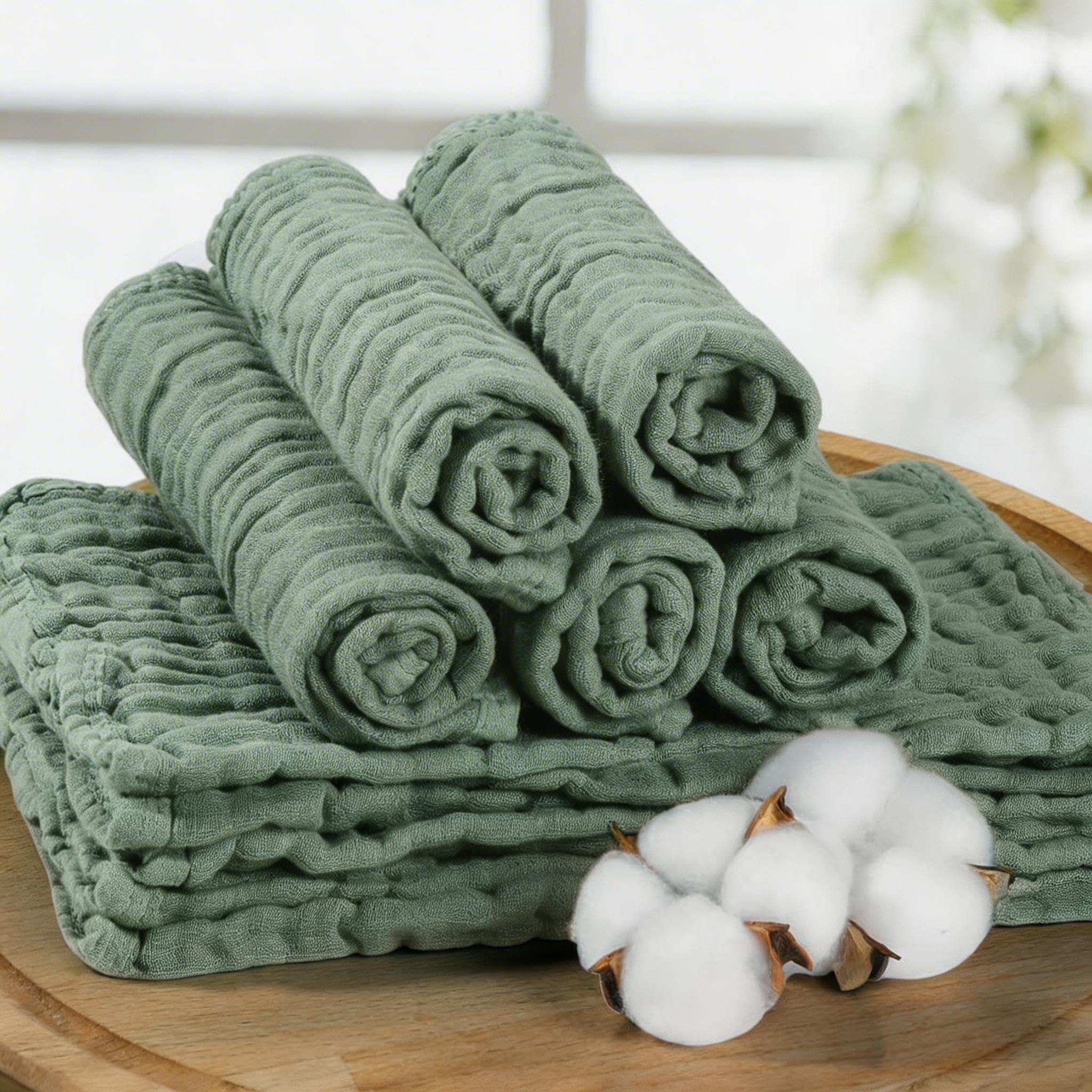 Debarbouillette Bebe Lavable, 10 Serviette Visage, Lange, Carre de Coton Bebe, Gants de Toilette Extra Douces Coton Reutilisable Lavable pour Nouveau Né Peau Indispensable Bebe
