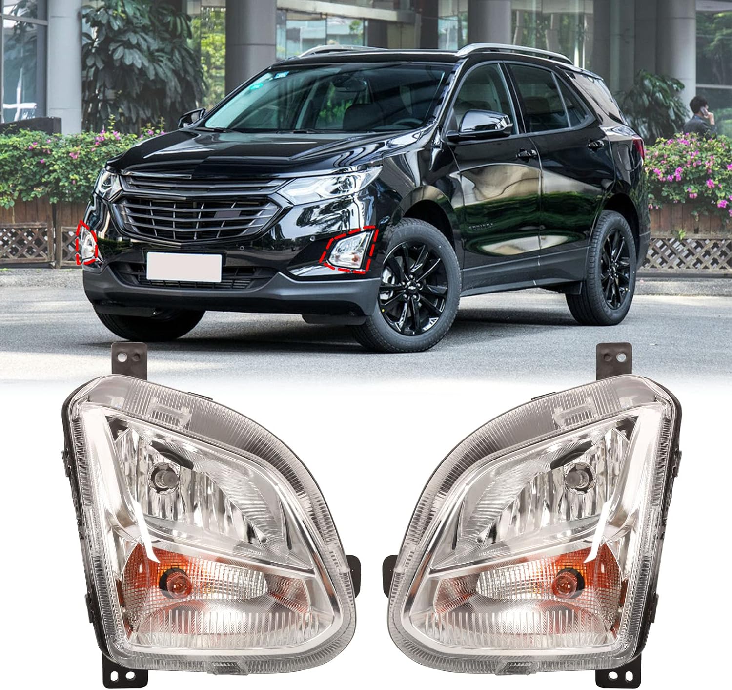 PENSUN Front Bumper Fog Light w/Bulb Pair LH RH Fits for 2018 2019 2020 Chevy Equinox (Driver & Passenger Side)