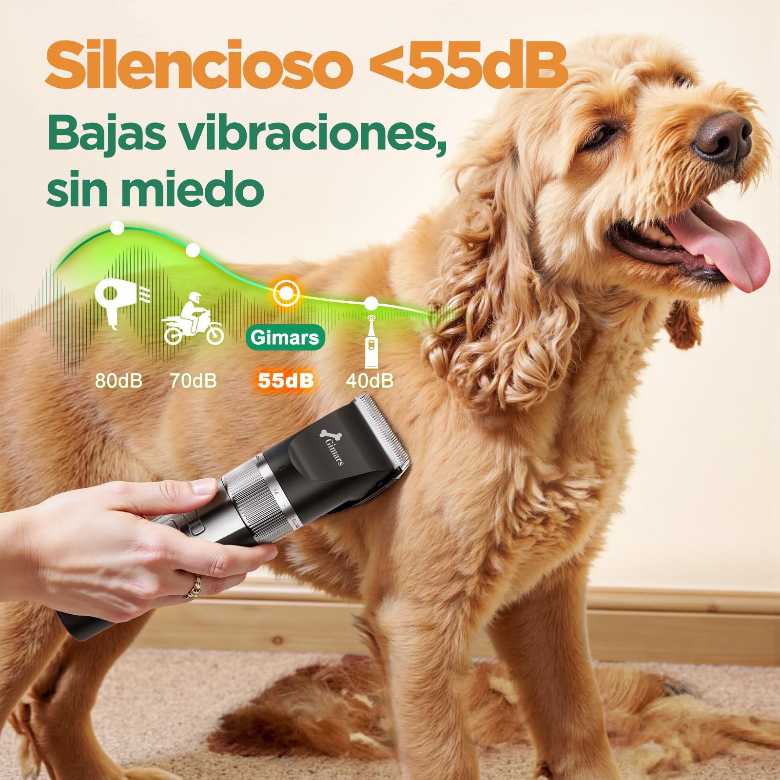 Gimars maquina cortar pelo perros mejorada con 7000 rpm para pelaje grueso, cortapelos perros silenciosa y recargable, maquina de cortar pelo para perros inalámbrica con set de tijeras