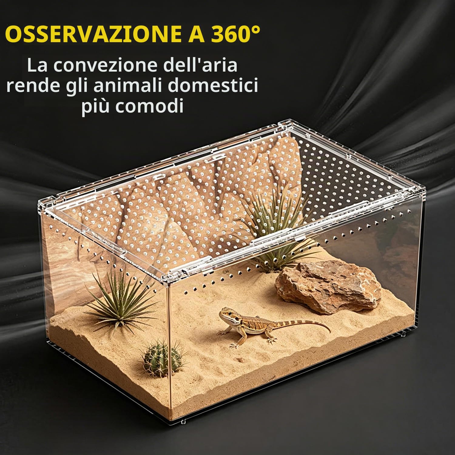 reptile tank【Nessun assemblaggio】 Recinzione per rettili con pulsante magnetico.30 x 20 x 15 cm Gabbia per recinzione per serpenti addensati, vasca per l'allevamento di rettili impilabile