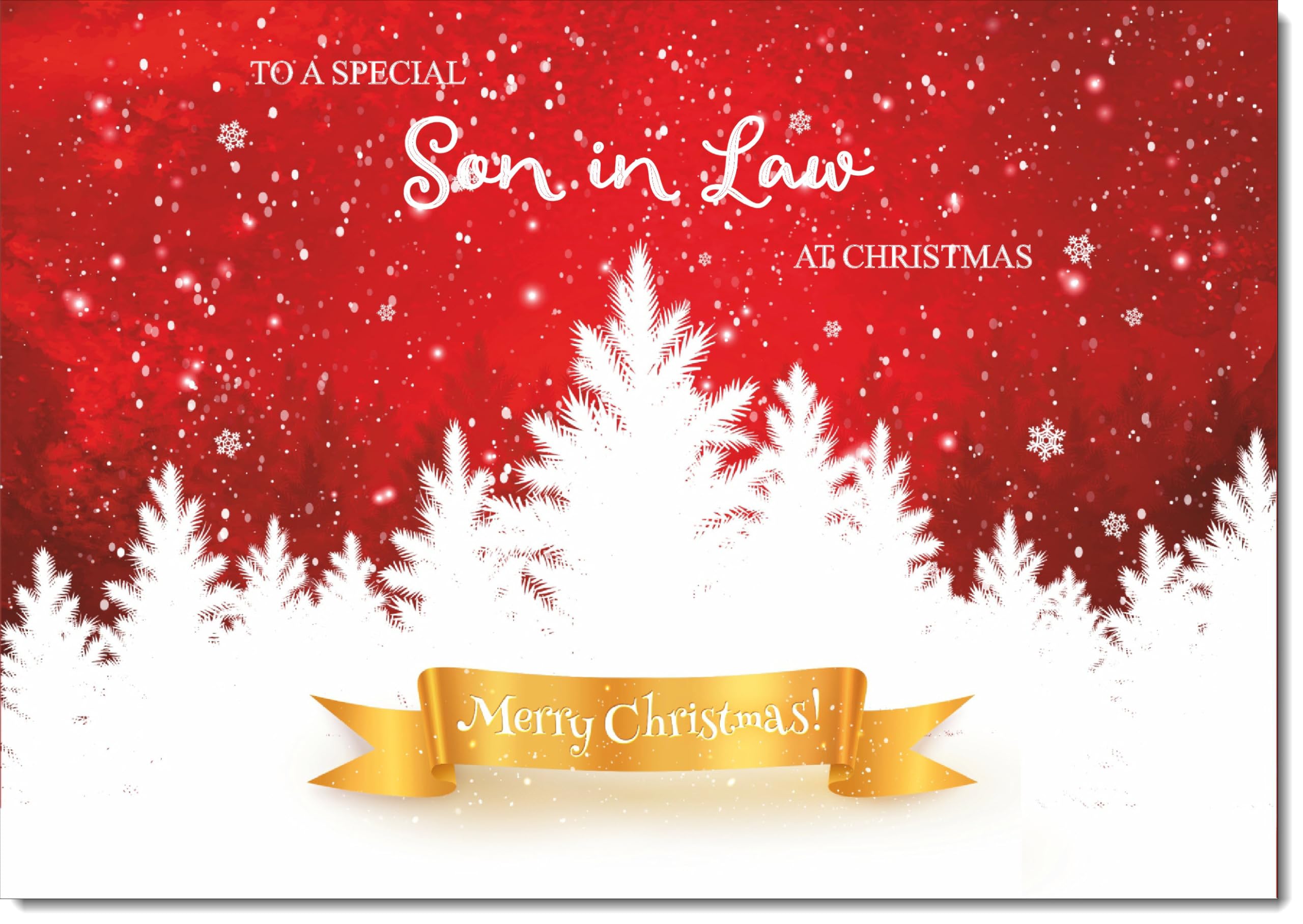 doodlecards Son in Law Christmas Card White Forest with Red Sky Large A4 Size Christmas Card for Son in Law with Plain Envelope — image 1