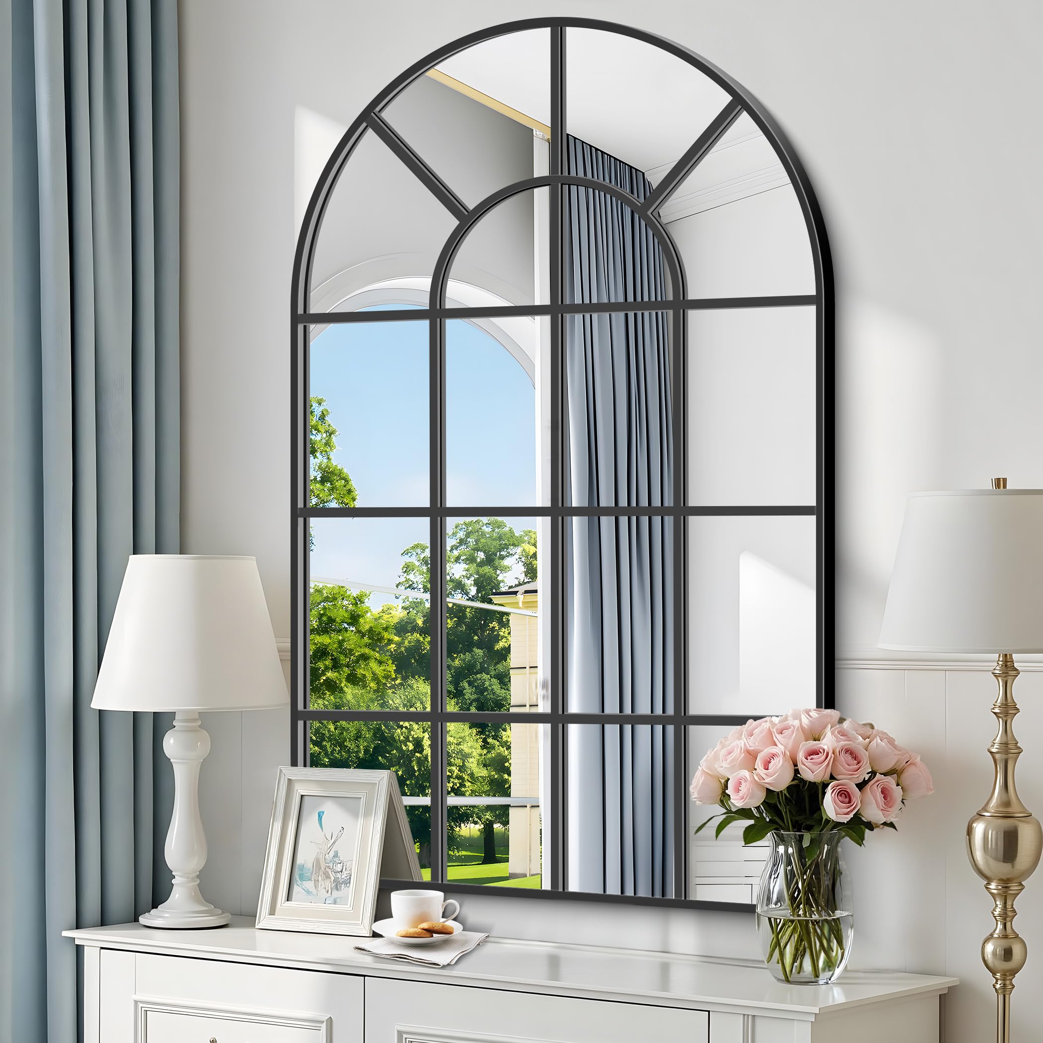 Hanging Mirror 14×48 Arched Full-Length Mirror Over-The-Door Or