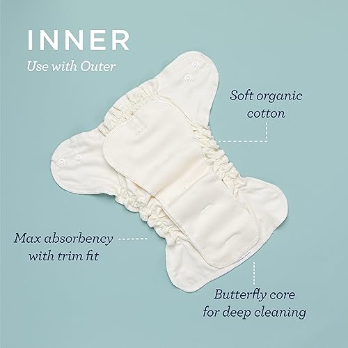 Miniatura 4 de Esembly Juego de pañales de tela, 3 interiores absorbentes orgánicos y 1 funda de pañales reciclada impermeable, pañales lavables reutilizables con