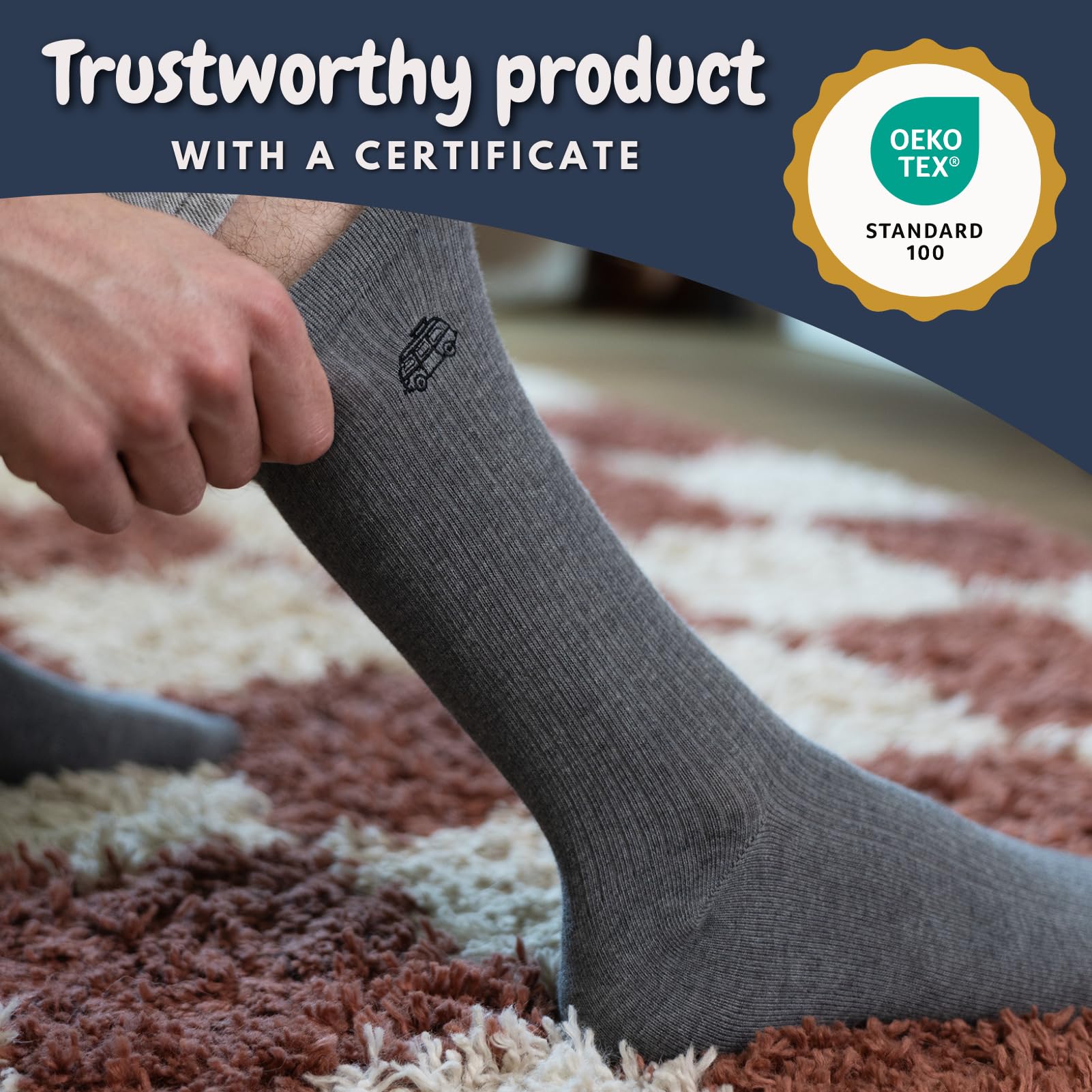soxo Camper Thermobecher Set Mit Herren Socken Lustige Geschenke Für Männer Camping Baumwolle Socks Hobby 40-45