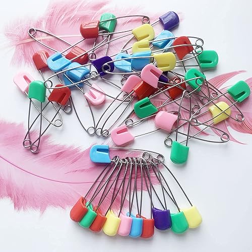 Miniatura 8 de 100 pasadores de pañales de 2.2 pulgadas, pasadores de seguridad para bebés, pasadores de seguridad largos de plástico con cierres de bloqueo,