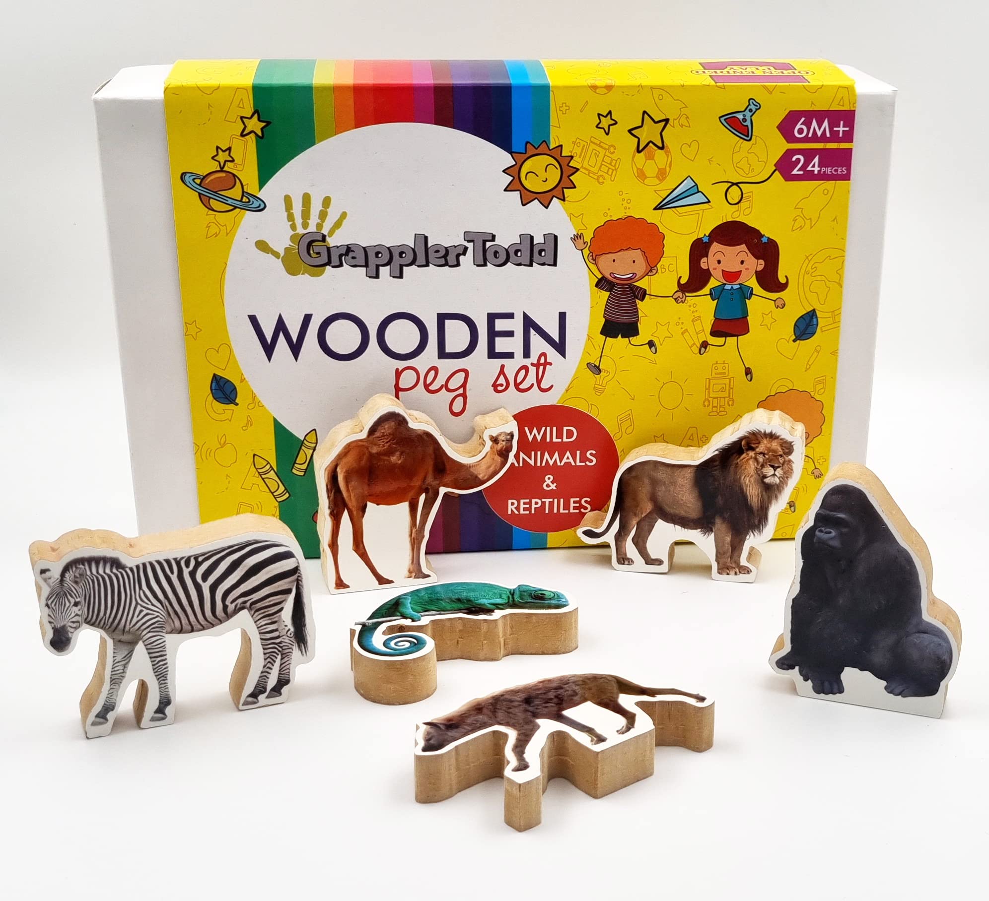Buy Wild Animals and Reptile Wooden Toys Set of 6 GrapplerTodd