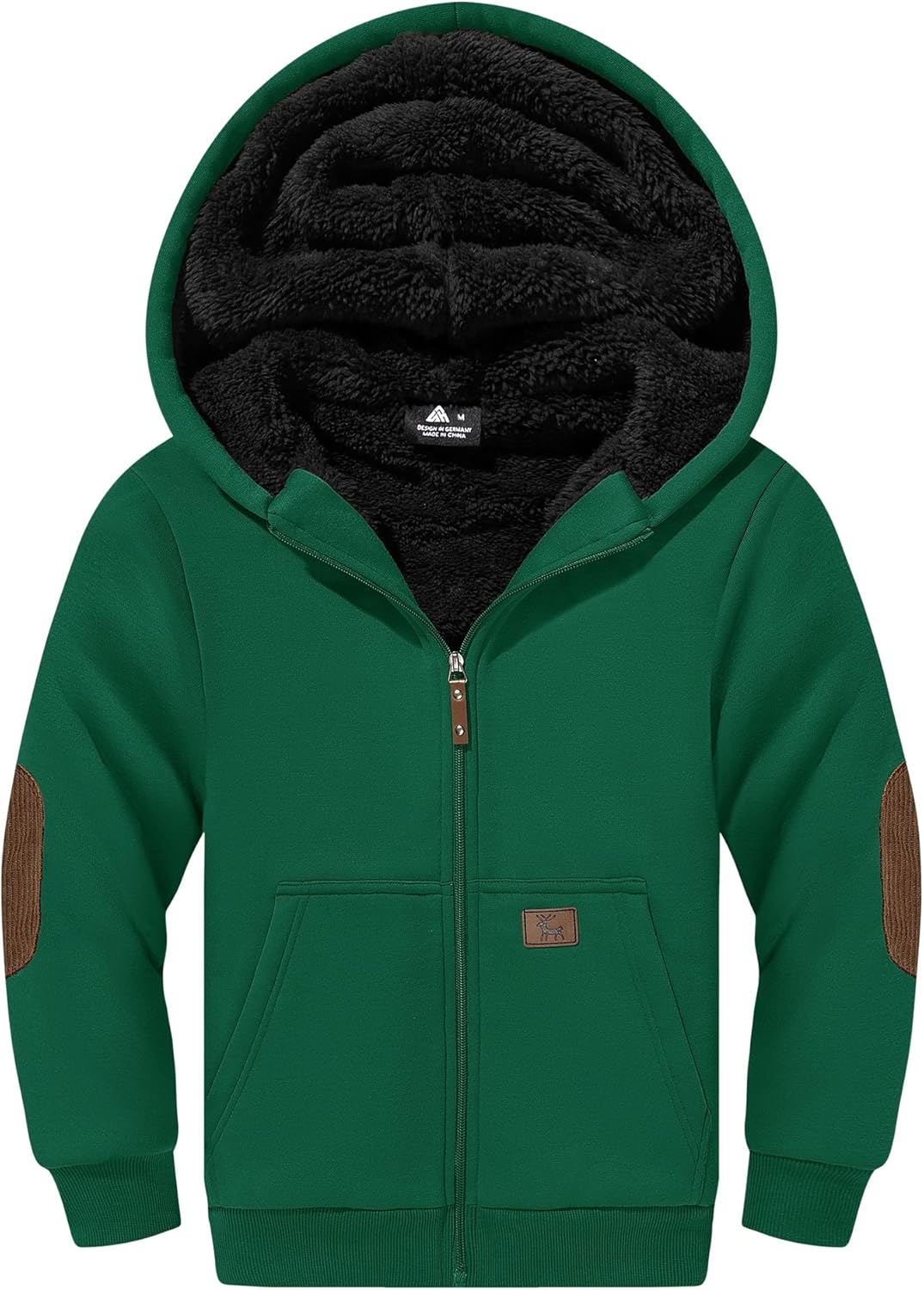 SWISSWELL Unisex Boys Girls Fleece Hoodie Sherpa Lined Jacket Zip Up Hooded Sweatshirt Winter Outerwear for Kids
