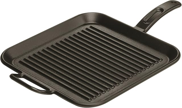 Lodge 30.48 cm / 12 inch Pre-Seasoned Cast Iron Square Grill Pan