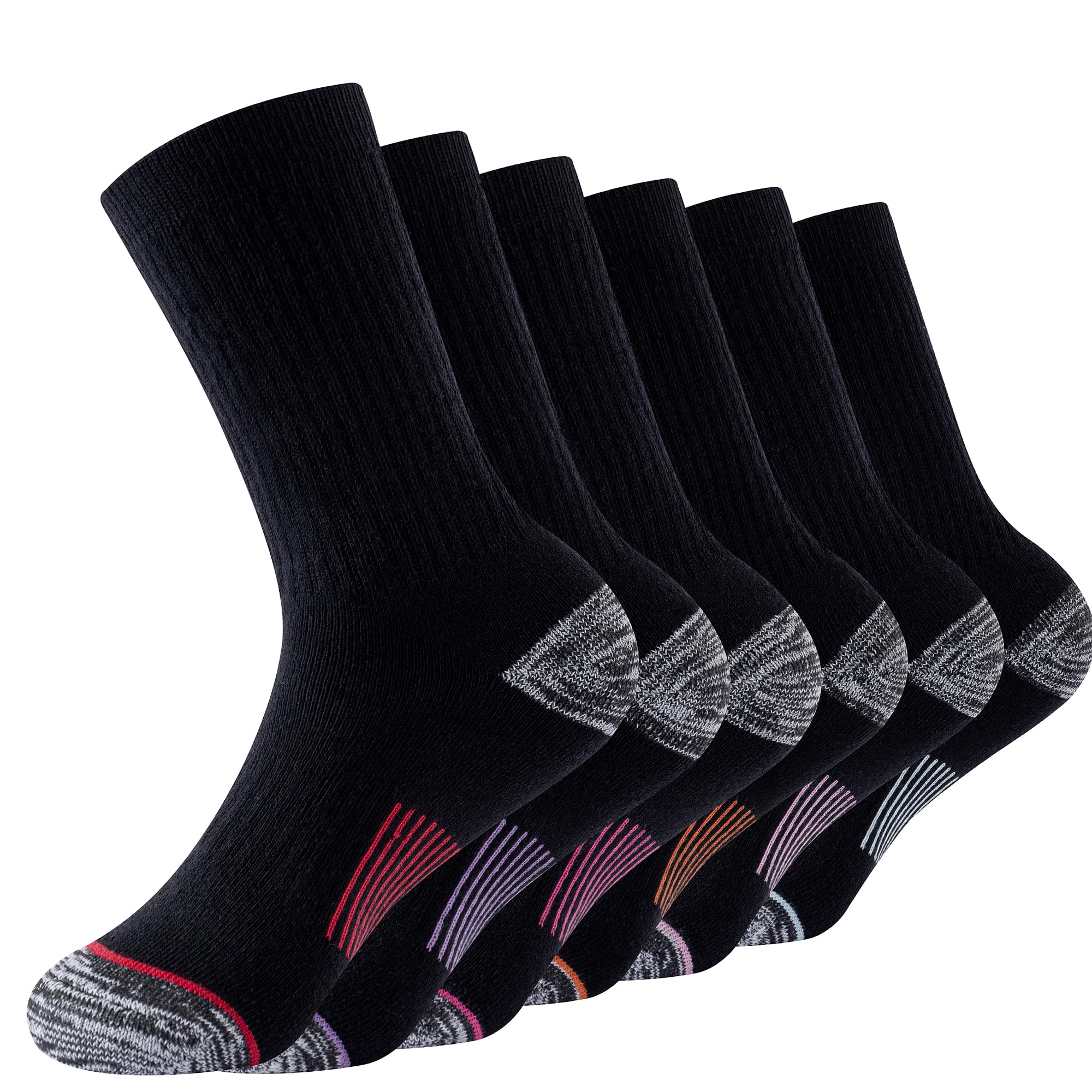 The Essentials Wardrobe 6PK Ladies Thermal/Outdoor Socks - UK 4-8/EU 37-41 - Black