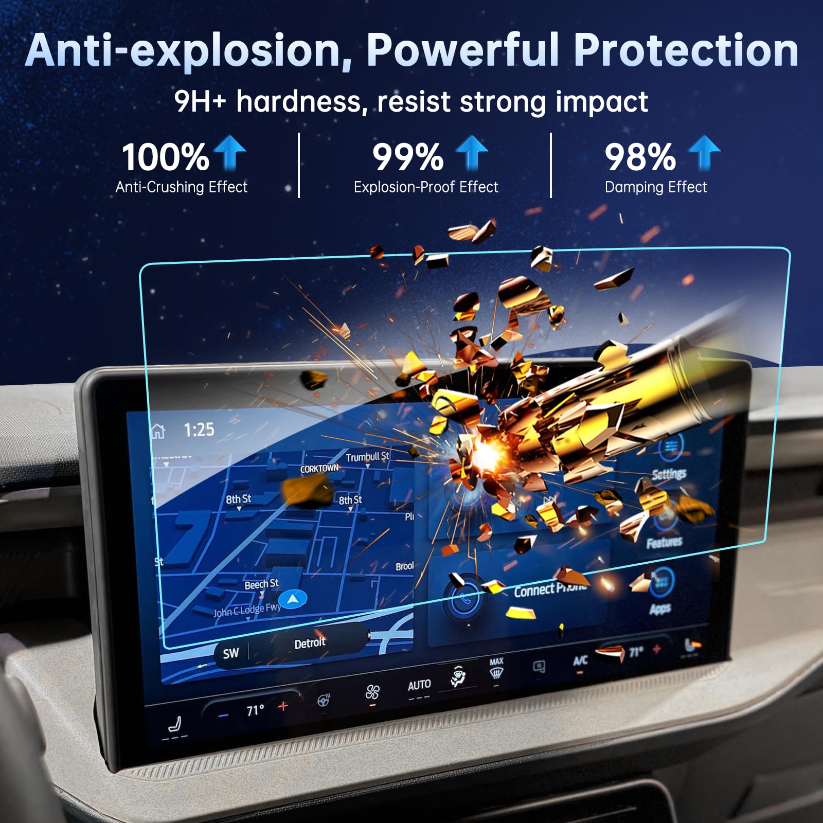 SHAOHAO for 2025 Ford Maverick Screen Protector Compatible with Ford Maverick Accessories 2025 Maverick (XL, XLT, Lariat, Tremor, Lobo) 13.2 inch Touch Screen 9H Class Anti Scratch Infotainment Cover
