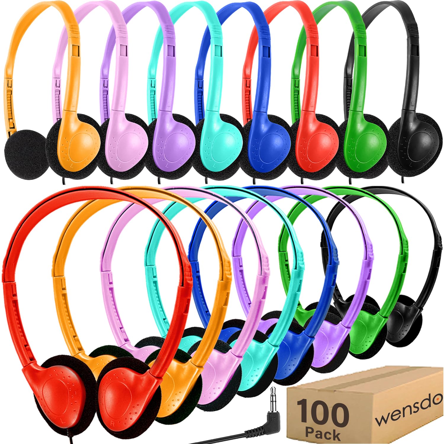100 pack bulk headphones wired for classroom schoolkids