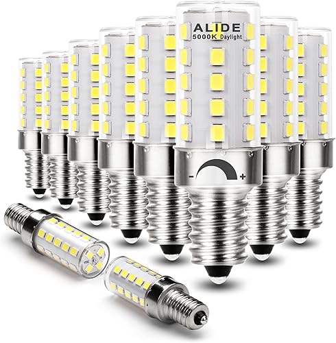 ALIDE Bombillas LED blancas regulables de 5000 K, reemplazo equivalente a halógeno E12 de 40 W, base T6 de 120 V C7, bombillas LED de 4 W blanco