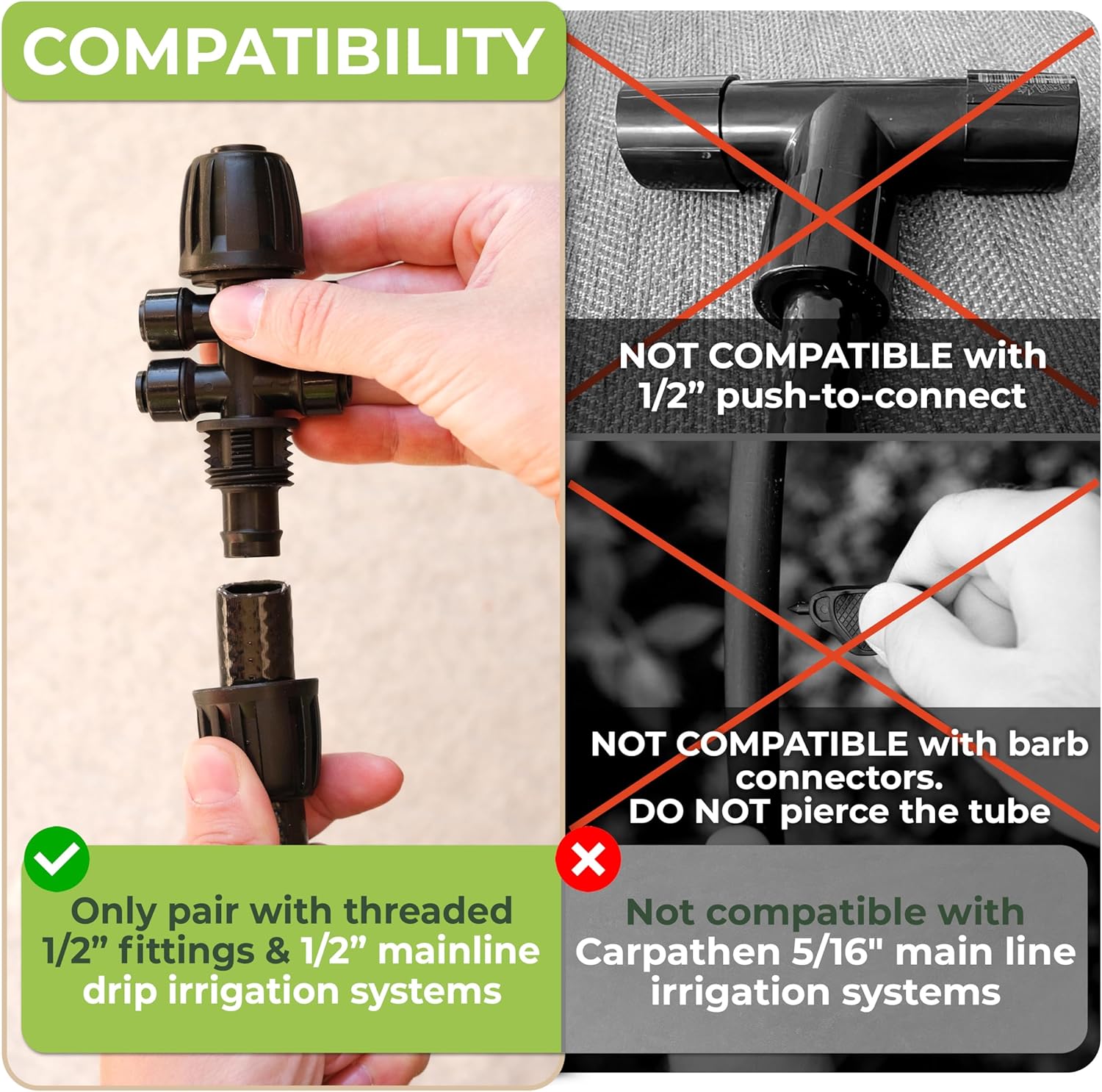 Carpathen 50 FT 1/2 Irrigation Tubing Mainline - Drip Irrigation Tubing Perfect for Push-To-Connect Garden Irrigation System, or as Blank Distribution Hose for Any Gardening Project