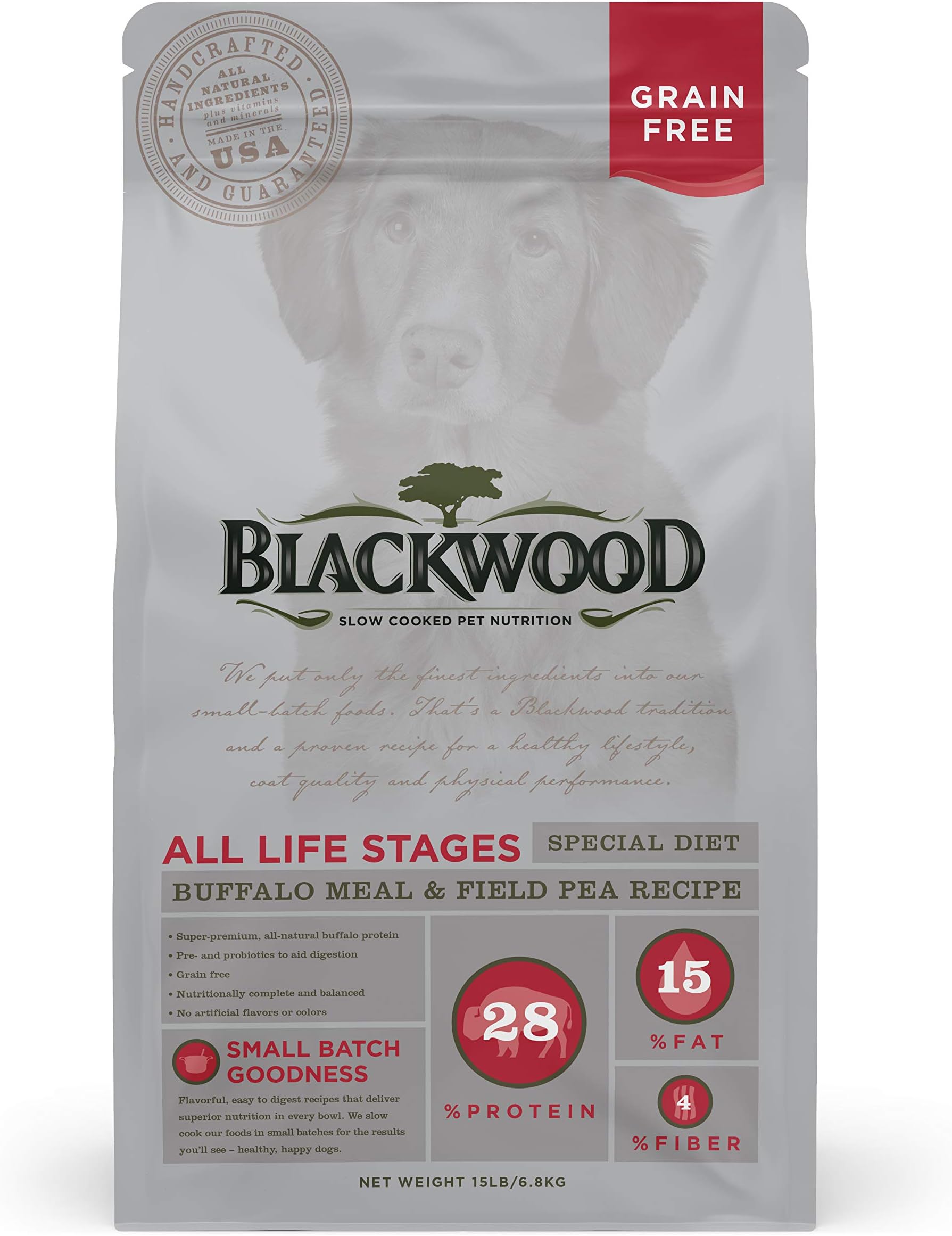 BlackwoodSpecial Diet All Life Stages Dry Dog Food, 15Lb., Buffalo Meal & Field Pea Recipe, with Superfood Ingredients, Grain Free Dog Food