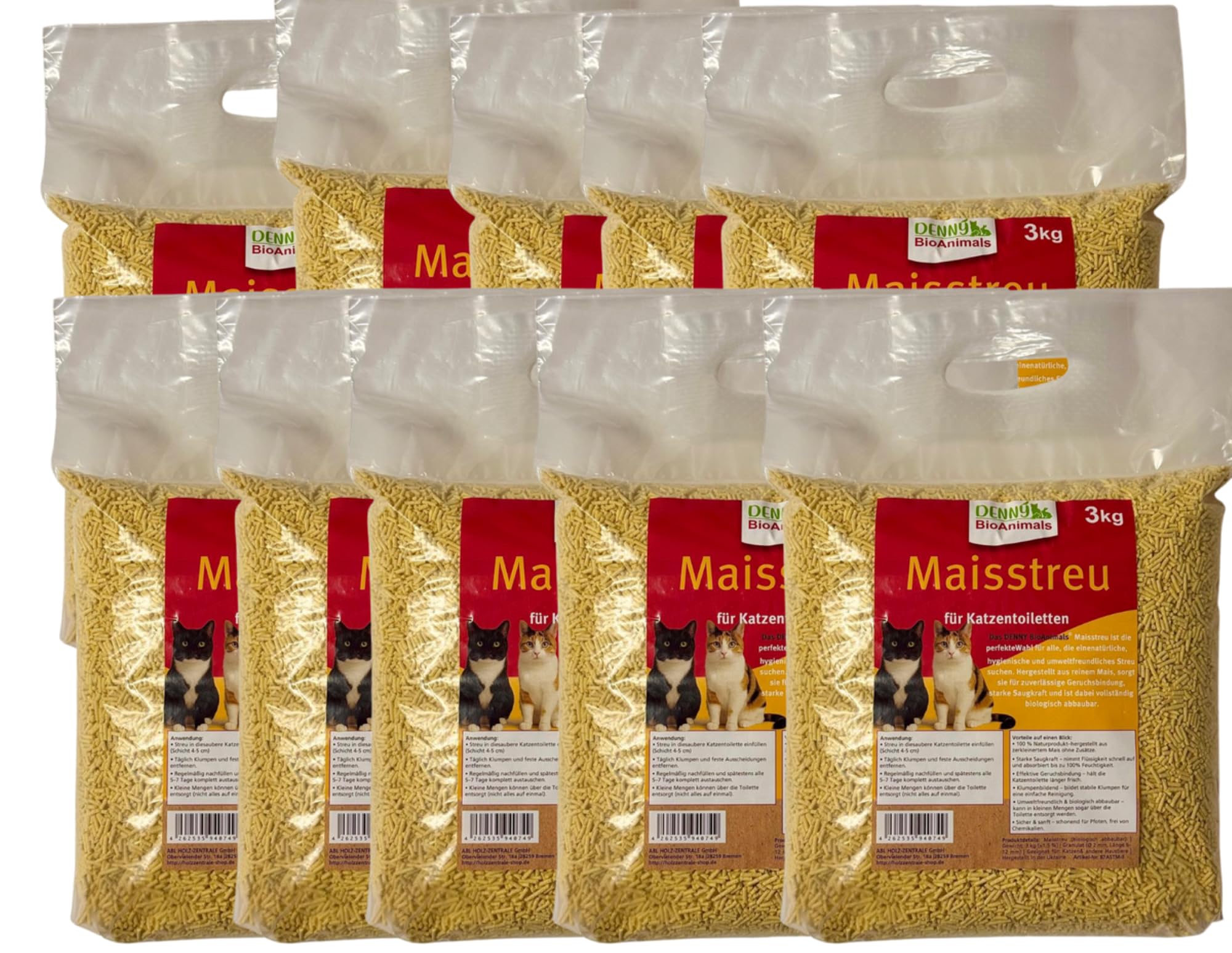 Klumpende Mais Katzenstreu 100% Pflanzlich & Biologisch Abbaubar – Extra Ergiebig & Geruchsbindend – Staubarm & sanft – Auch für Kitten Geeignet – 30 kg / 80 L